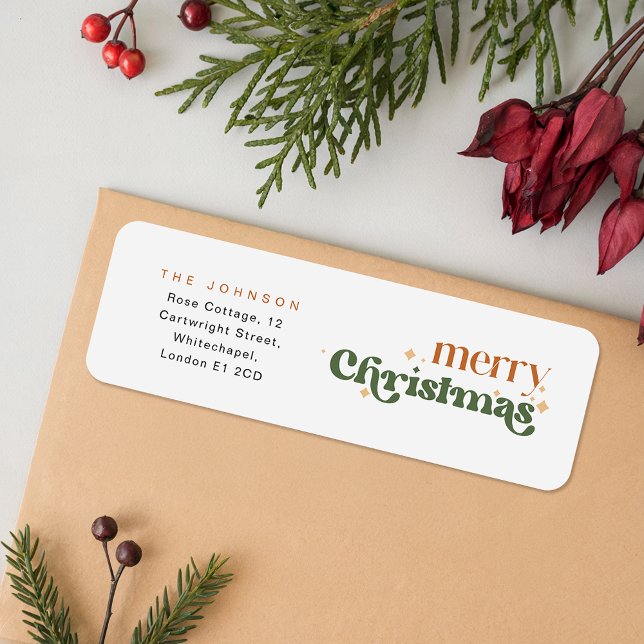 Retro Frohe Weihnachten Feiertags Rücksendeadresse (Von Creator hochgeladen)