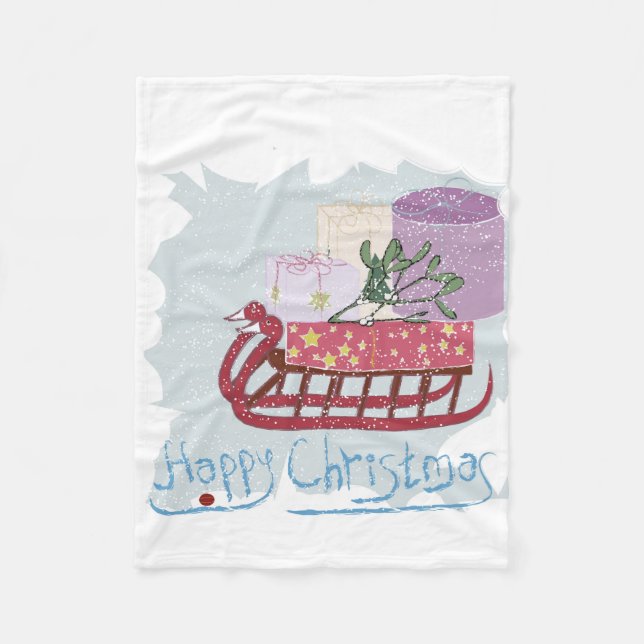 Retro. Frohe Weihnachten! Fleecedecke (Vorderseite)