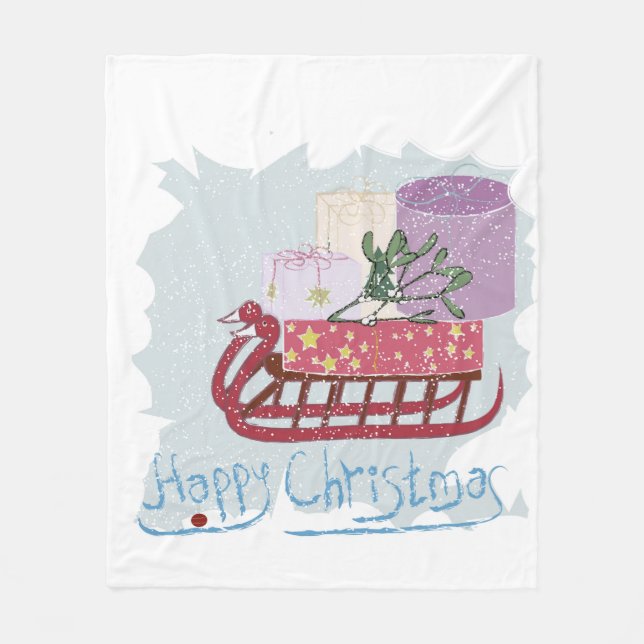 Retro. Frohe Weihnachten! Fleecedecke (Vorderseite)