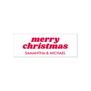 Retro Frohe Weihnachten Name Permastempel