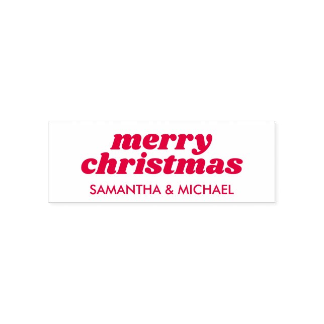 Retro Frohe Weihnachten Name Permastempel (Design)