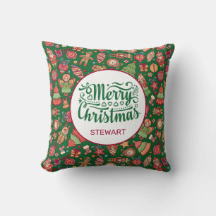 Retro Frohe Weihnachten Personalisiert Kissen