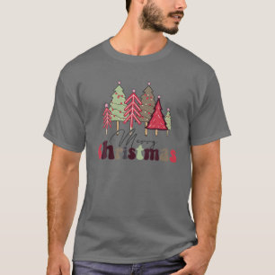 Retro Frohe Weihnachten Pine Trees Weihnachten Wei T-Shirt