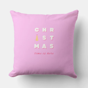 Retro Frohe Weihnachten Rosa Feiertage Dekor Prepp Kissen