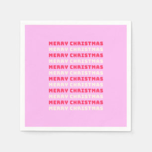 Retro Frohe Weihnachten Rosa Feiertage Dekor Prepp Serviette