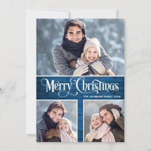 Retro Frohe Weihnachten Rustikal 3 FOTO Grußkarte