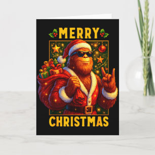 Retro Frohe Weihnachten Santa Bigfoot Sasquatch Lu Karte