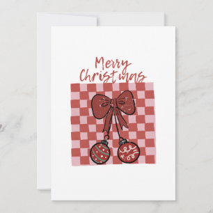 Retro Frohe Weihnachten Schleife und Ornamente Des Einladung