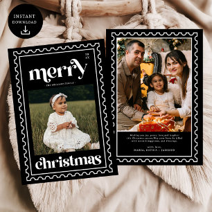 Retro Frohe Weihnachten Stempel Foto Familie Feier