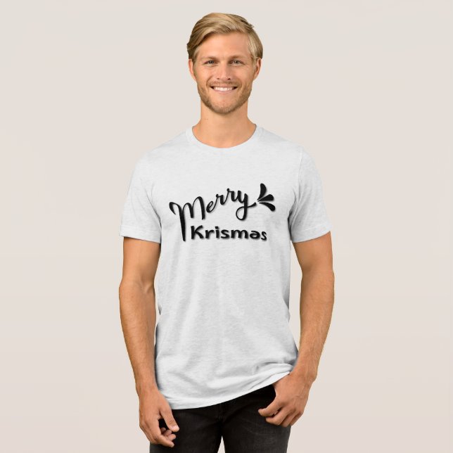 Retro Frohe Weihnachten Stil Tri-Blend Shirt (Vorderseite voll)