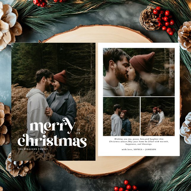 Retro Frohe Weihnachten Trendy Foto Familie (Von Creator hochgeladen)