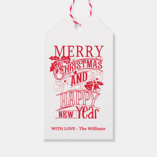 Retro frohe Weihnachten u. guten Rutsch ins Neue Geschenkanhänger