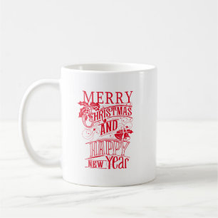Retro Frohe Weihnachten und Glück Neues Jahr Kaffeetasse
