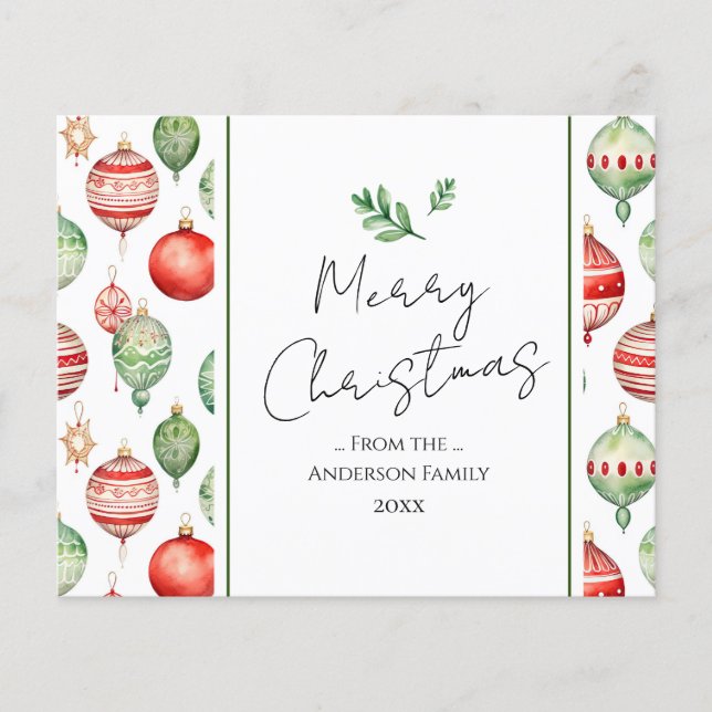 Retro Frohe Weihnachten Wasserfarben Tree Ornament (Vorderseite)