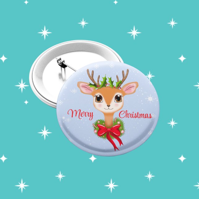 Retro Frohe Weihnachts Adorable Rentier Button (Von Creator hochgeladen)