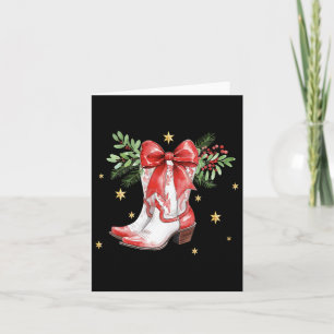 Retro Frohe Weihnachts Coquette Bow Cowgirl Boots Karte