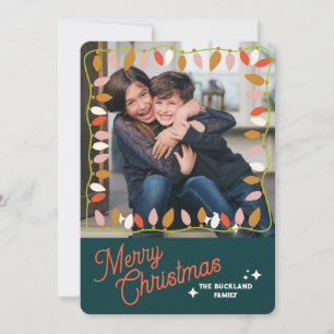 Retro Frohe Weihnachts Foto-Karte ein Bild Feiertagskarte