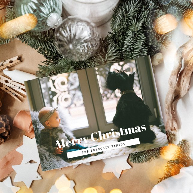 Retro Frohe Weihnachtsfamilie Foto Feiertagskarte (Von Creator hochgeladen)