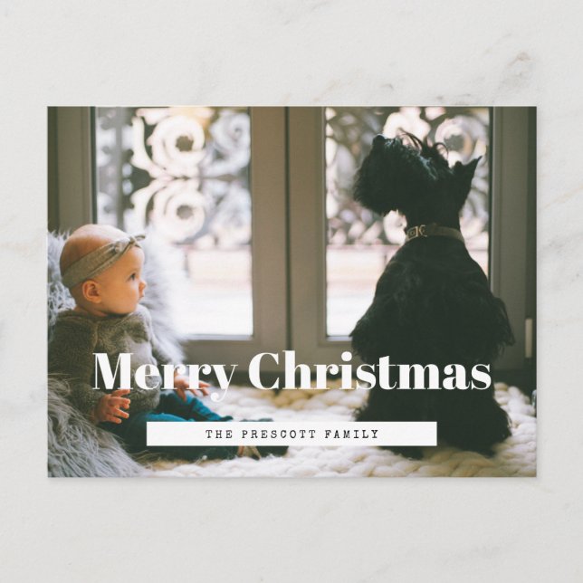 Retro Frohe Weihnachtsfamilie Foto Postkarte (Vorderseite)