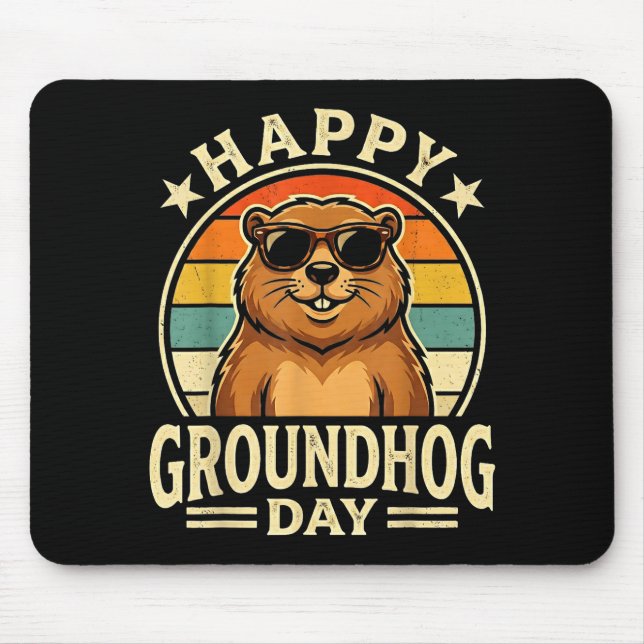 Retro Frohes Murmeltiertag Cooler Murmeltiertag 20 Mousepad (Vorne)