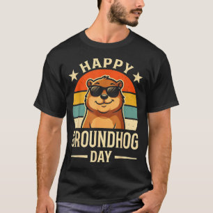Retro Frohes Murmeltiertag Cooles Murmeltier Tag 2 T-Shirt