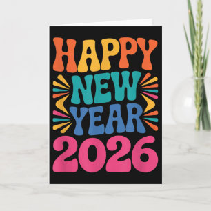 Retro Frohes Neues Jahr 2026 Karte