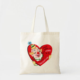 Retro Frohes Valentinstag Clown Budget Tragetasche