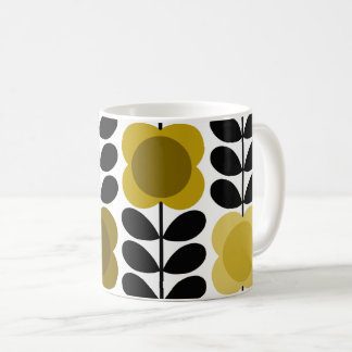 Retro-fröhliche Blume Stech, gelb grau Kaffeetasse