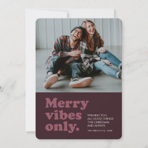 Retro-fröhliche Stimmung lila Feiertags-Postkarte Feiertagskarte