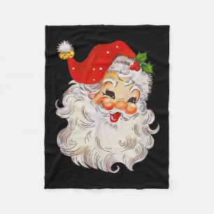Retro fröhliches Santa Claus-Gesicht Vintage St. N Fleecedecke