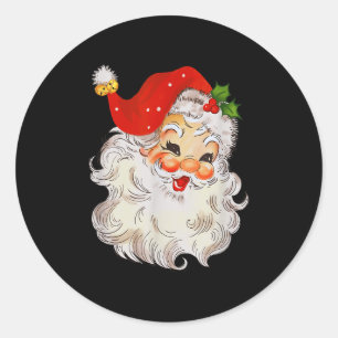 Retro-fröhliches Santa-Claus-Gesicht Vintage St. N Runder Aufkleber