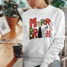 Retro fröhliches und helles Muster Weihnachtsbrief Sweatshirt