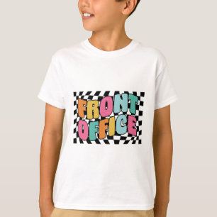 Retro Front Office kariertes Admin-Team erster Tag T-Shirt