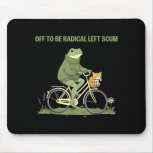Retro-Frosch-Fahrrad-Katze unterwegs, um radikaler Mousepad