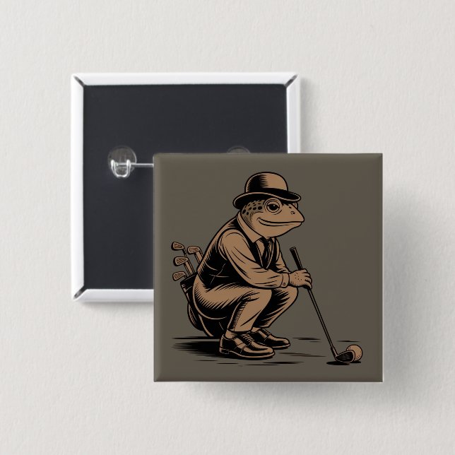 Retro-Frosch Lustiger Retro-Frosch Golf-Liebhaber Button (Vorne & Hinten)