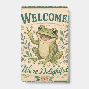 Retro-Frosch-Willkommen Wir sind entzückend Kunst Ausweis