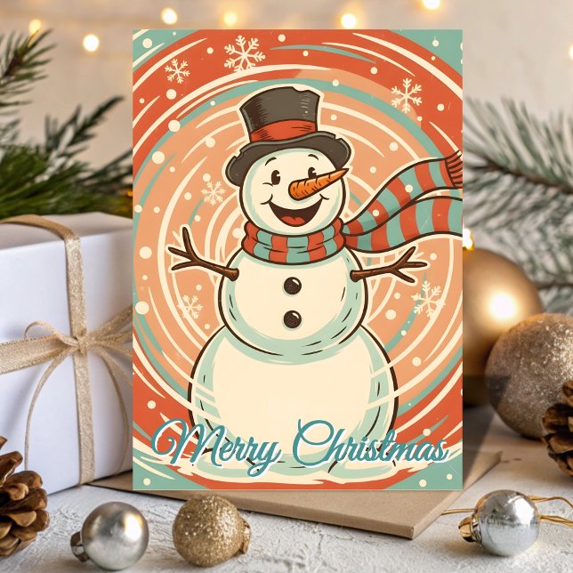 Retro Frosty Snowman Blizzard Christmas Feiertagskarte (Von Creator hochgeladen)