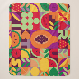 Retro-Frucht-Geometrie: Vintage-Nahtlos Sherpadecke