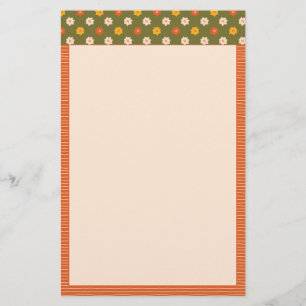 Retro-Frühlings-Handzeichnung Blumen gestreift ver Briefpapier