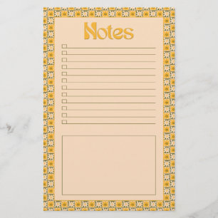 Retro-Frühlings-Handzeichnung Groovy-Blumen-Karo-N Briefpapier