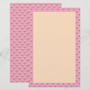 Retro-Frühlings-Handzeichnung Rosa und Creme Blume Briefpapier