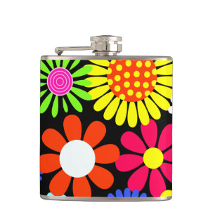 Retro-Frühlings-Hippie-Flower-Power-Flasche Flachmann