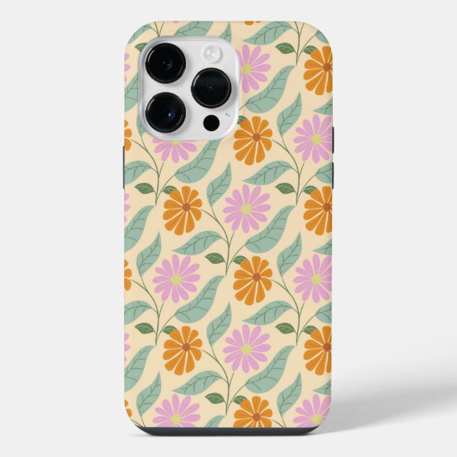 Retro-Frühlingsblumen iPhone Hülle (Rückseite)