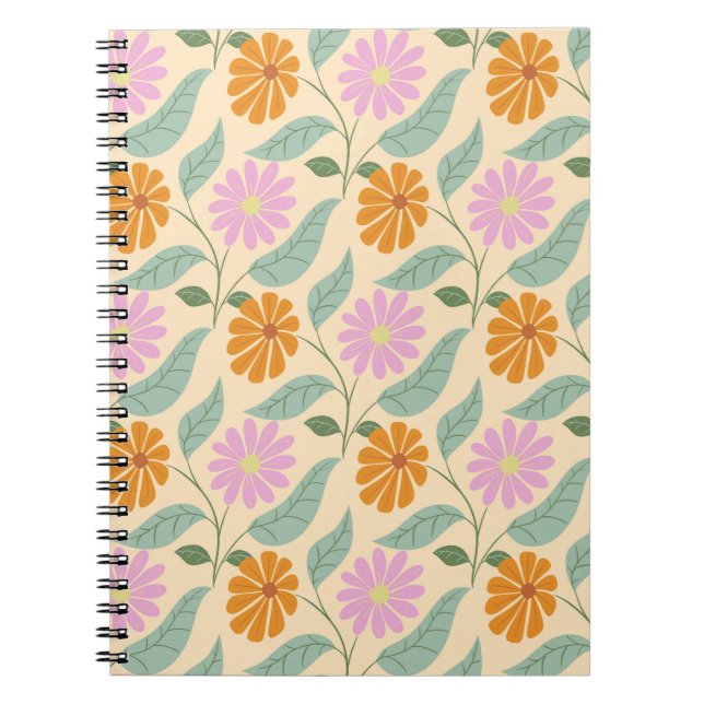 Retro-Frühlingsblumen Notizblock (Vorderseite)