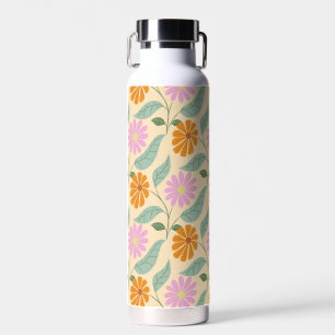 Retro-Frühlingsblumen Trinkflasche