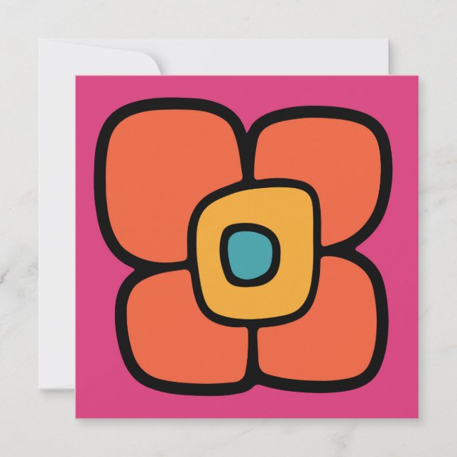 Retro-Frühlingsblüte Einladung (Vorderseite)