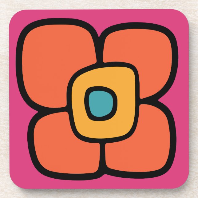 Retro-Frühlingsblüte Getränkeuntersetzer (Vorderseite)