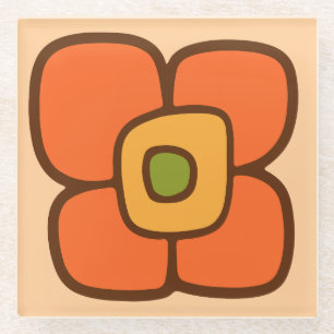 Retro-Frühlingsblüte Glasuntersetzer