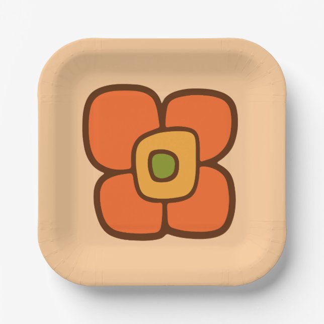 Retro-Frühlingsblüte Pappteller (Vorderseite)