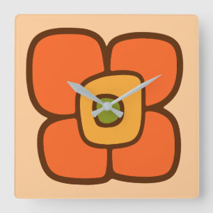 Retro-Frühlingsblüte Quadratische Wanduhr